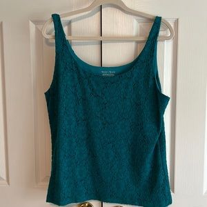 WHBM women’s teal lace tank top. Looks great dress up or wear with jeans!